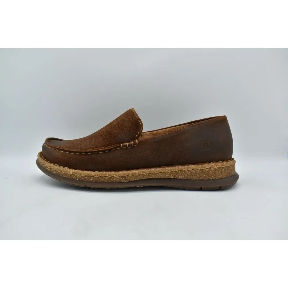 Born Men Size 8 Baylor Brown Glazed Ginger Distressed Suede Slip On Casual Shoes